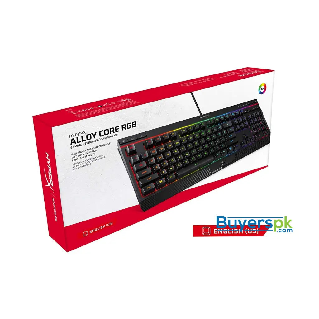 HyperX Alloy Core RGB Membrane Gaming Keyboard Comfortable Quiet Silent Keys with RGB LED Lighting Effects Spill Resistant Dedicated Media HyperX Alloy Core RGB Membrane Gaming Keyboard Comfortable Quiet Silent Keys with RGB LED Lighting Effects Spill Resistant Dedicated Media